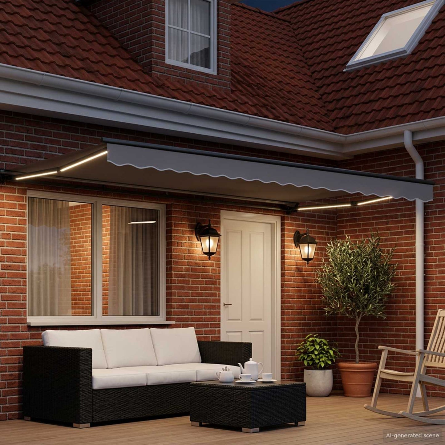 vidaXL Manual Awning Frame with Solar LED 5 x 3,5 m Ανθρακί