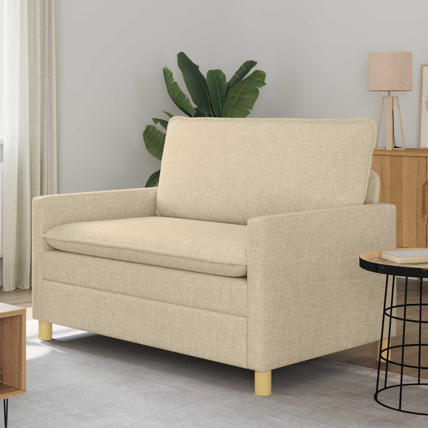 vidaXL Καναπές 2-θέσιο Κρεμ 126 x 81 x 87,5 εκ Ύφασμα