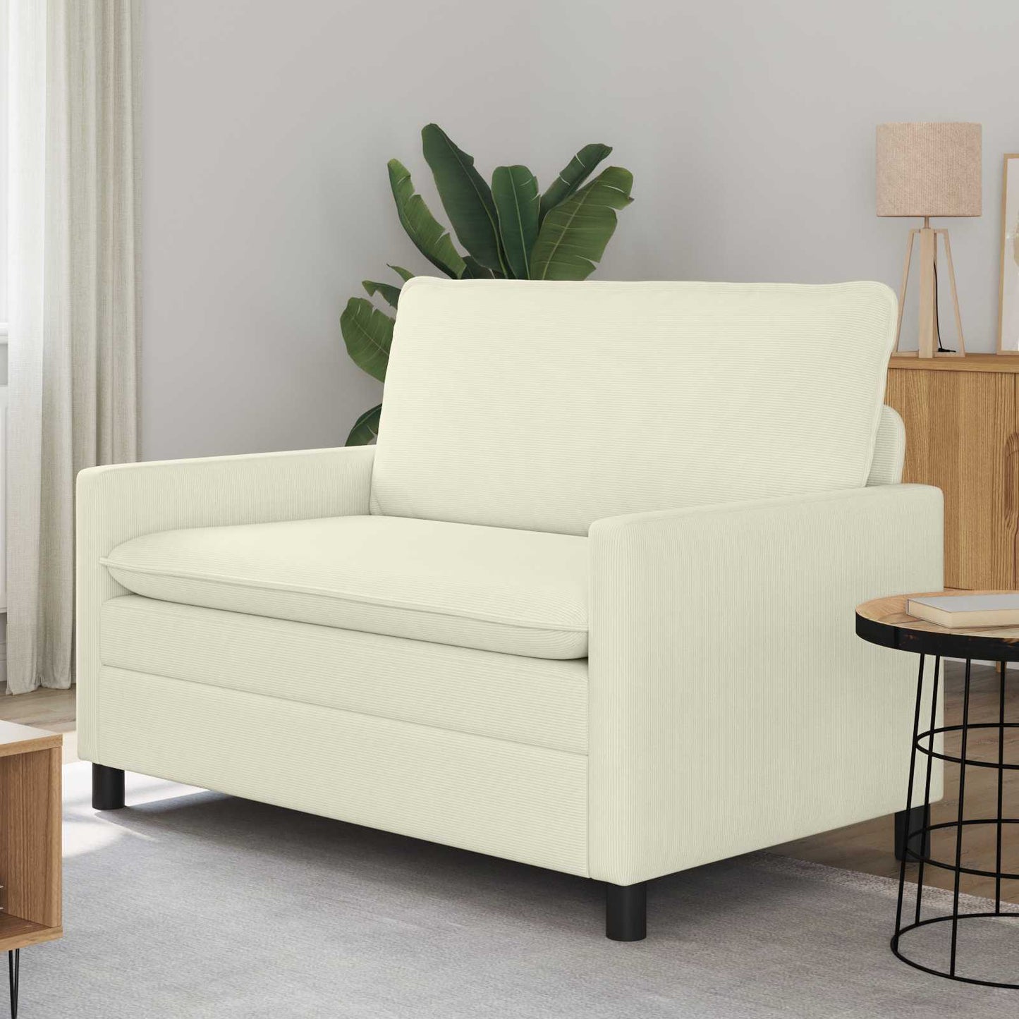 vidaXL Καναπές 2-θέσιο Κρεμ 126 x 81 x 87,5 εκ Ύφασμα