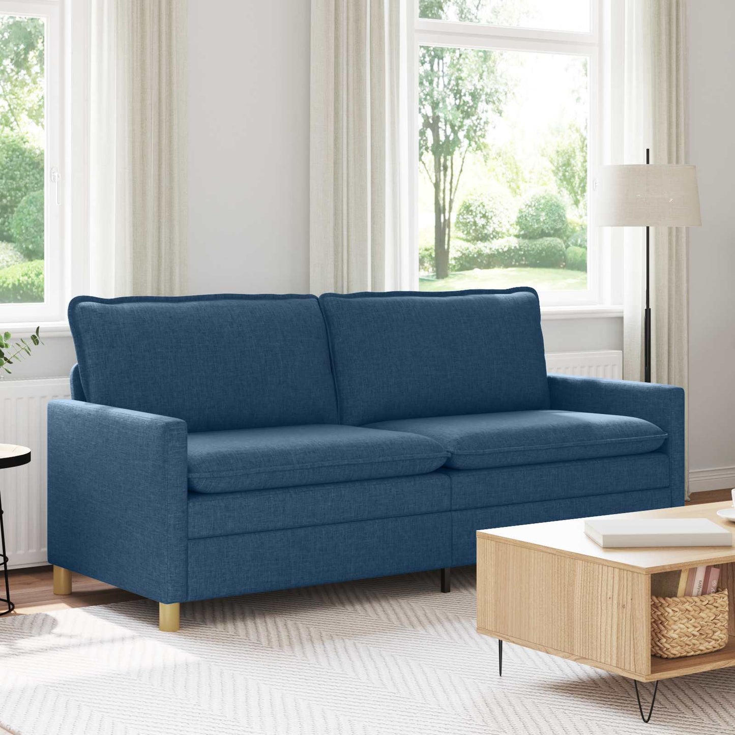 vidaXL Καναπές 3-θέσιο Μπλε 196 x 81 x 87,5 εκ. Ύφασμα