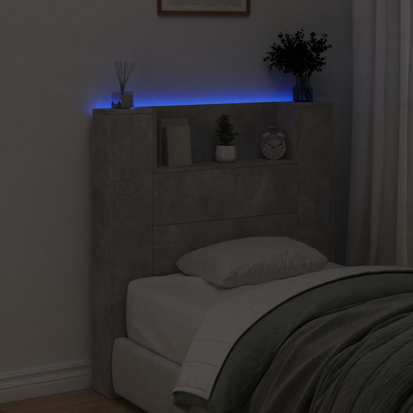 vidaXL Κεφαλάρι αποθήκευσης με LED Γκρι Σκυροδέματος