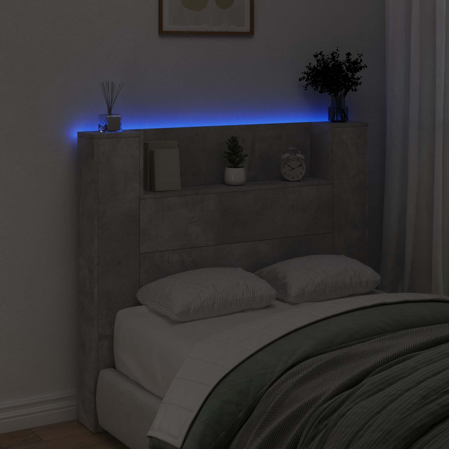 vidaXL Κεφαλάρι αποθήκευσης με LED Γκρι Σκυροδέματος