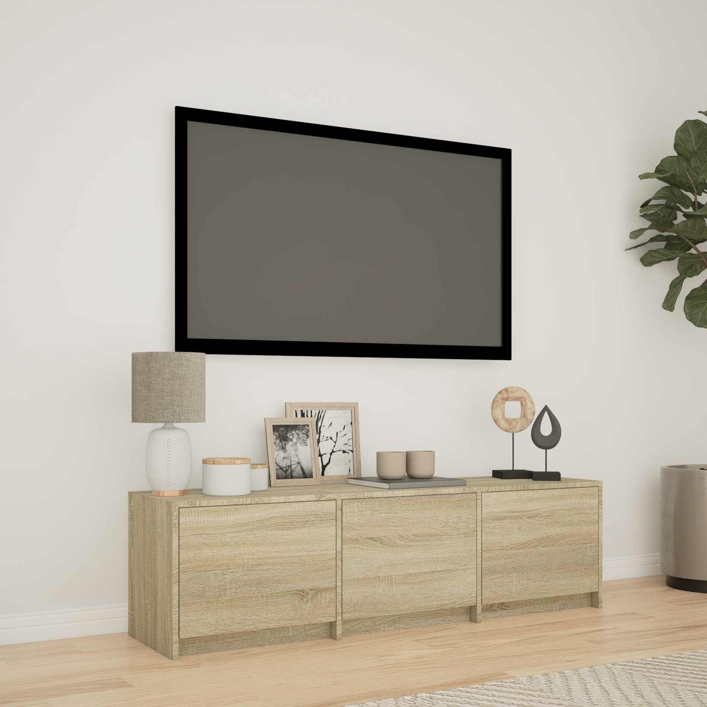 vidaXL Τηλεοπτική βιβλιοθήκη με LED 140 x 34 x 40 εκ Sonoma Δρυς