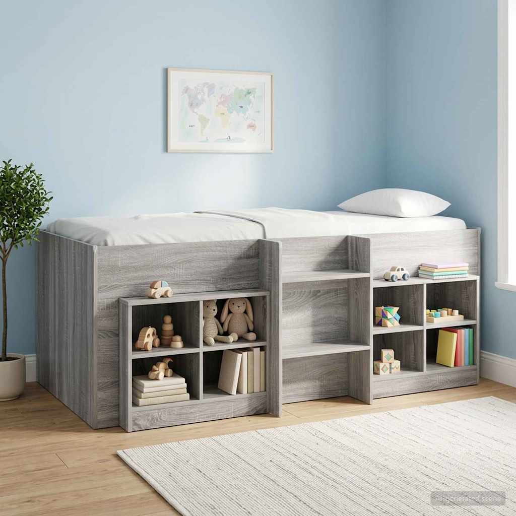 vidaXL Ντουλάπι κρεβατιού με ράφι 2 τεμ. Γκρι Sonoma 66 x 33 x 48 εκ.