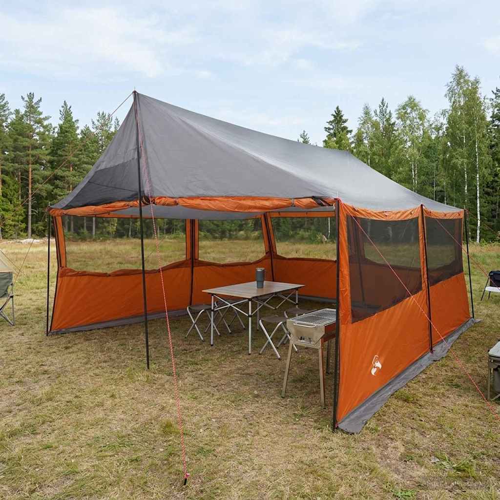vidaXL Οικογενειακή Σκηνή Γκρι και Πορτοκαλί 450 x 400 x 265 εκ