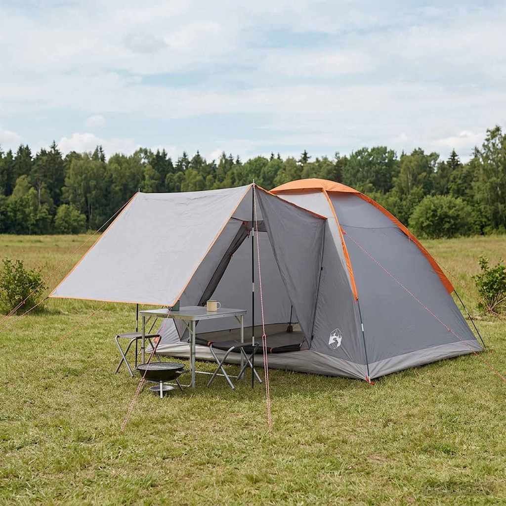 vidaXL Σκηνή Camping 4 ατόμων Γκρι και Πορτοκαλί