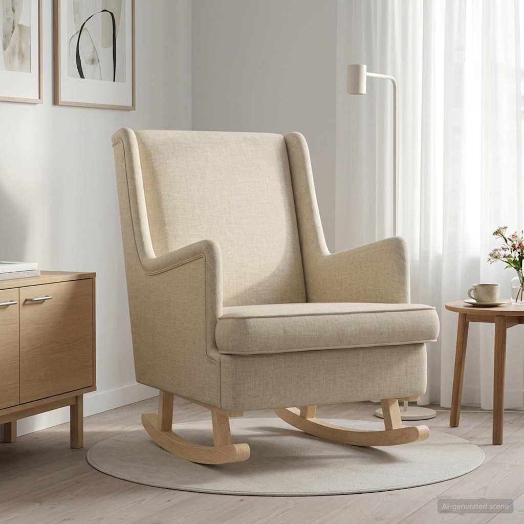 vidaXL Κουνιστή καρέκλα Κρεμ 62 x 80 x 85 εκ ύφασμα
