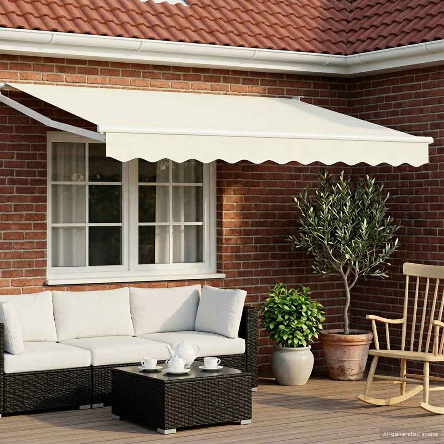 vidaXL Electric Awning 2,5 x 2 m Κρεμ 100% Polyester