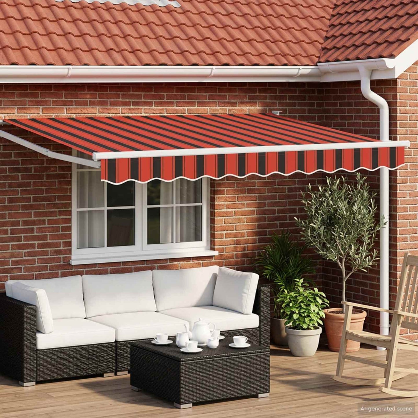 vidaXL Electric Awning 2,5 x 2 m Πορτοκαλί μαύρο και κίτρινο ριγέ