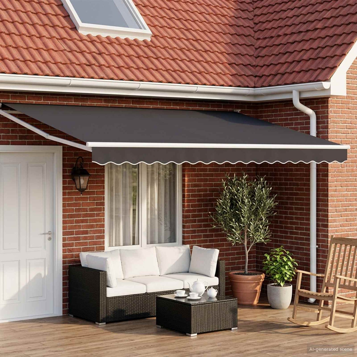 vidaXL Electric Awning 4 x 2 m Ανθρακί 100% Polyester