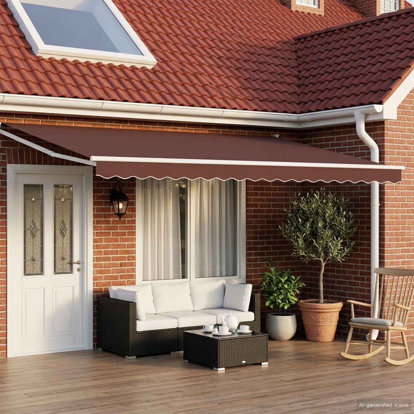 vidaXL Electric Awning 4 x 2 m Καφέ 100% Polyester