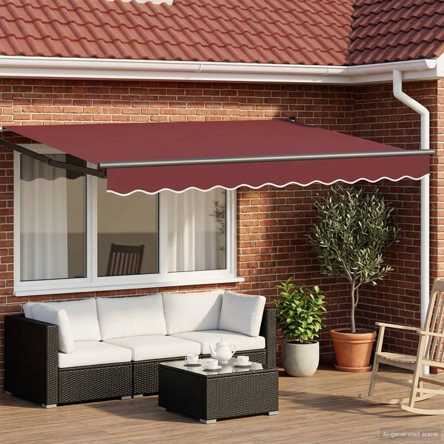 vidaXL Electric Awning 3,5 x 2 m Μπορντό 100% Polyester