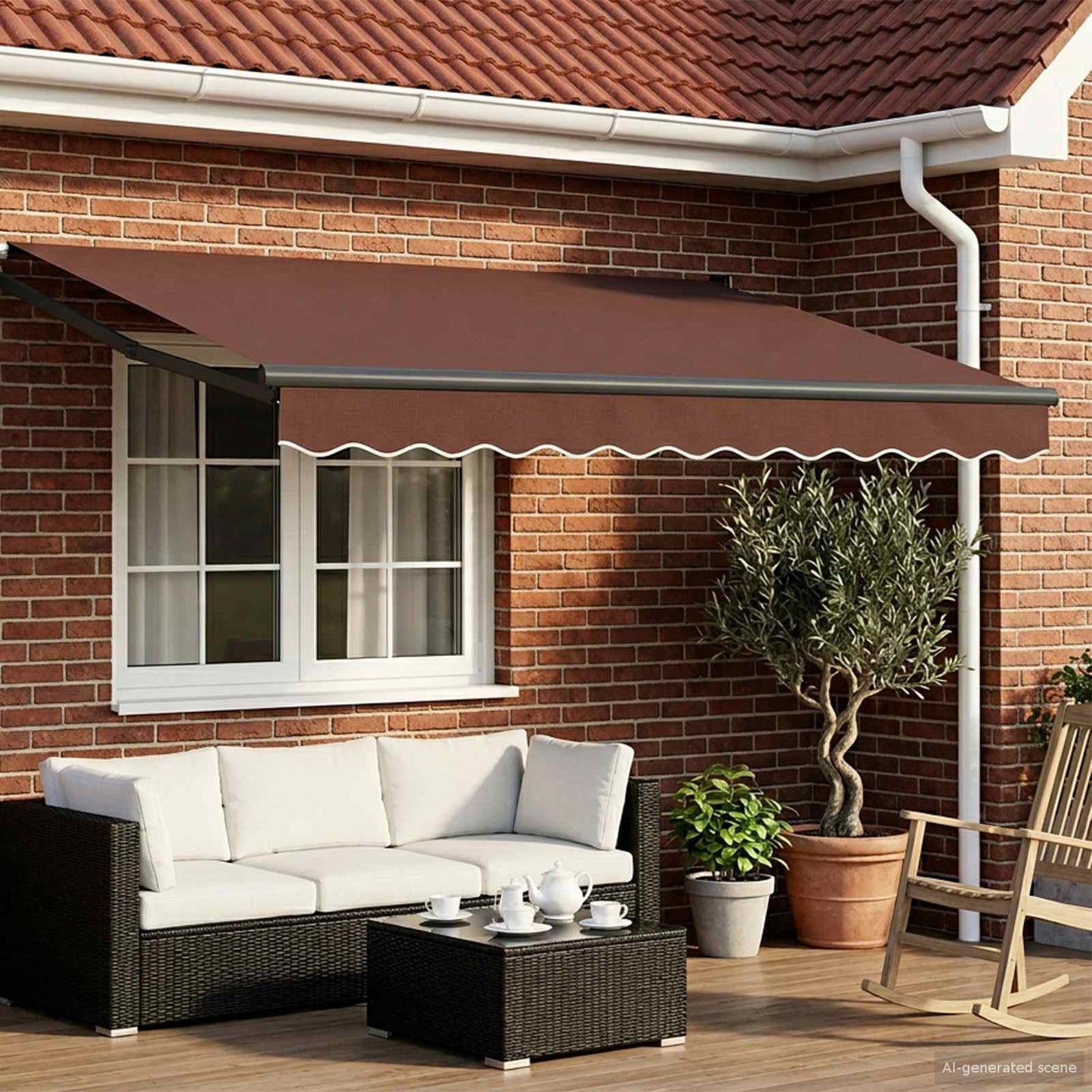 vidaXL Electric Awning 3,5 x 2 m Καφέ 100% Polyester