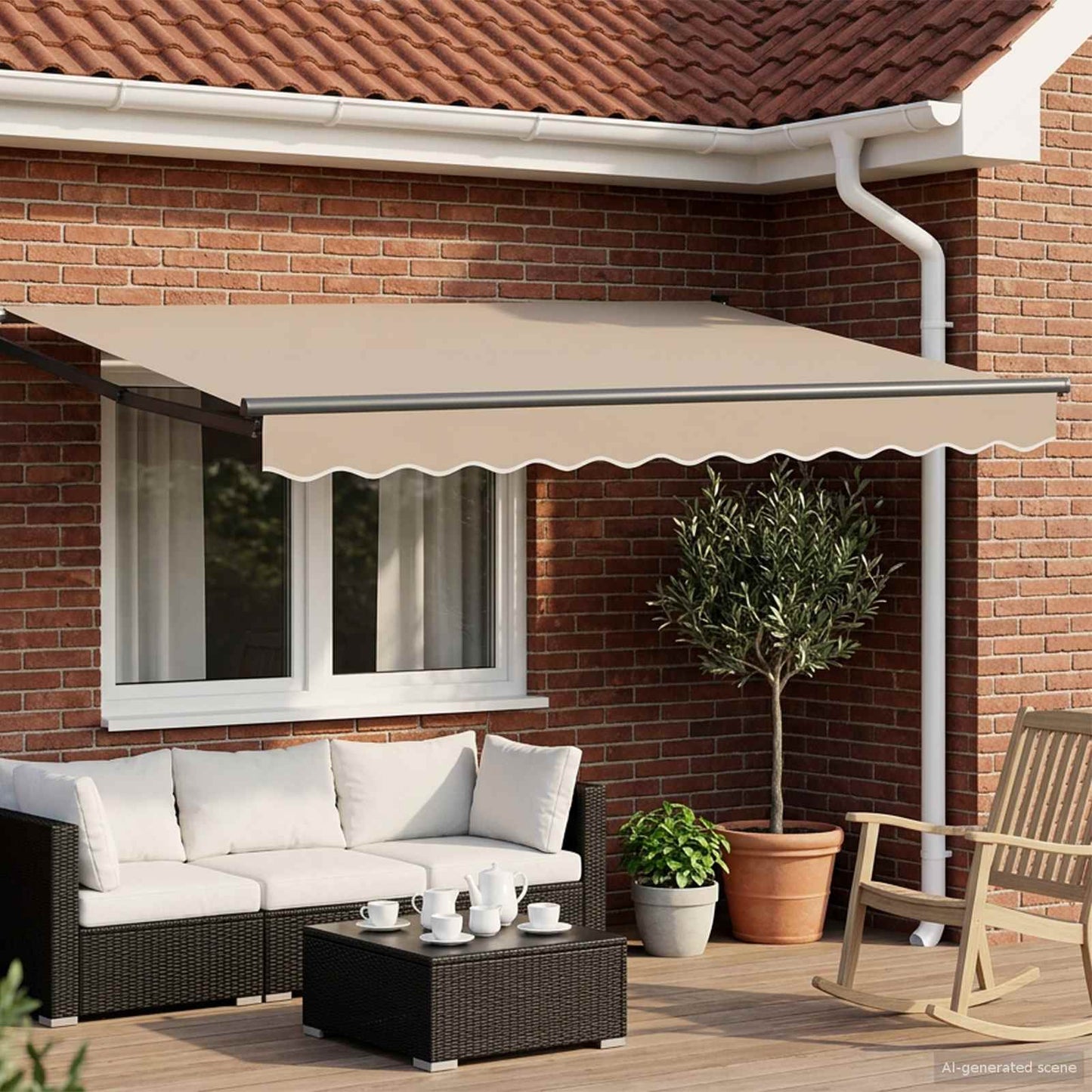 vidaXL Electric Awning 3,5 x 2 m Μπεζ 100% Polyester