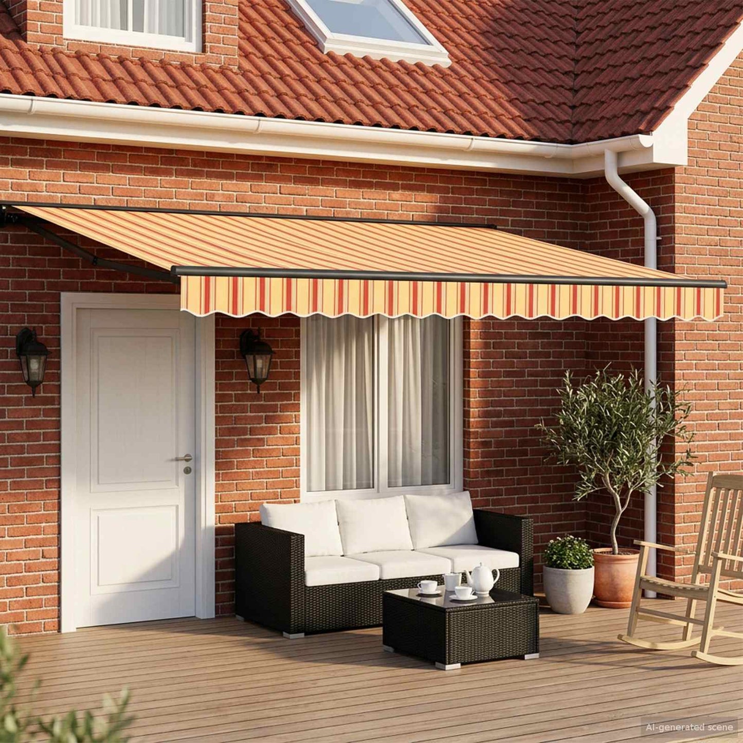 vidaXL Χειροκίνητη τέντα με ηλιακό LED 4 x 3 m