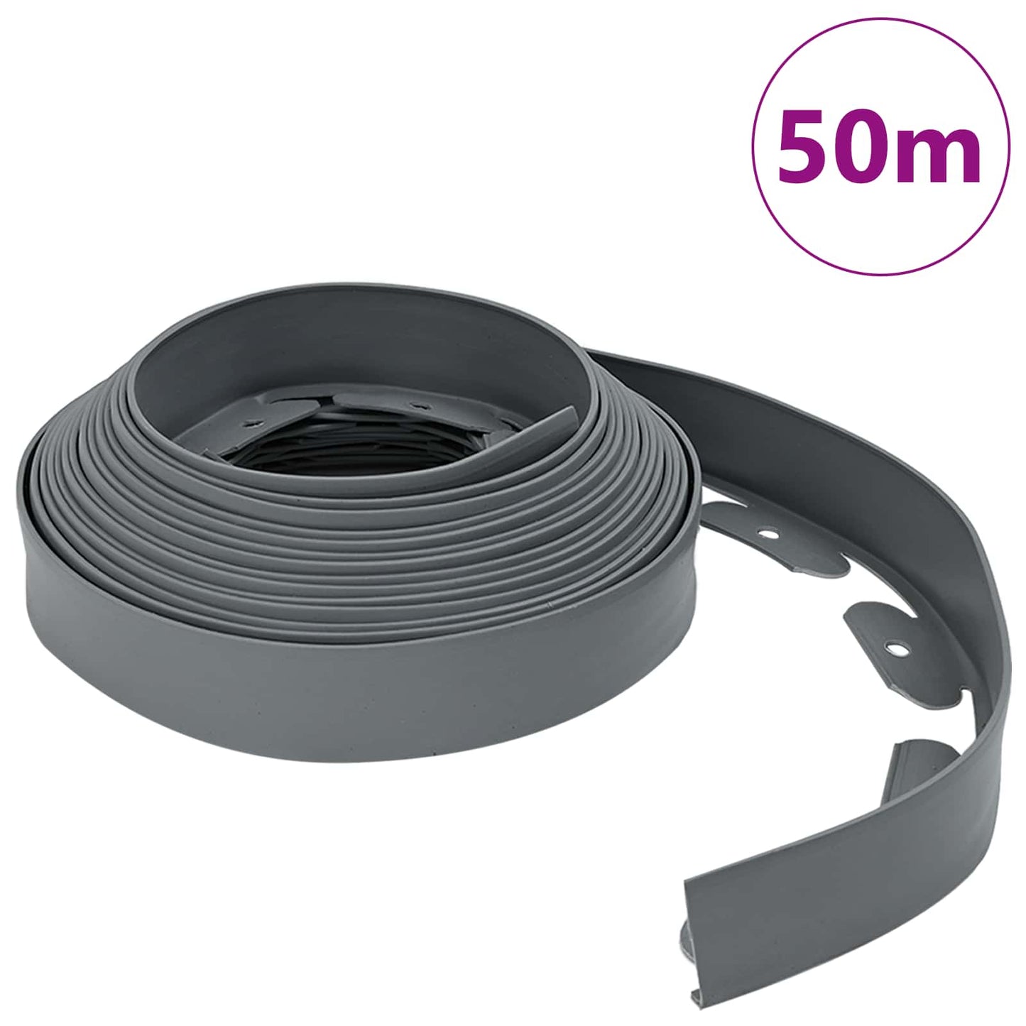 vidaXL Περιγράμματα γκαζόν Γκρι 5000 x 4 x 5 εκ. Πλαστικό