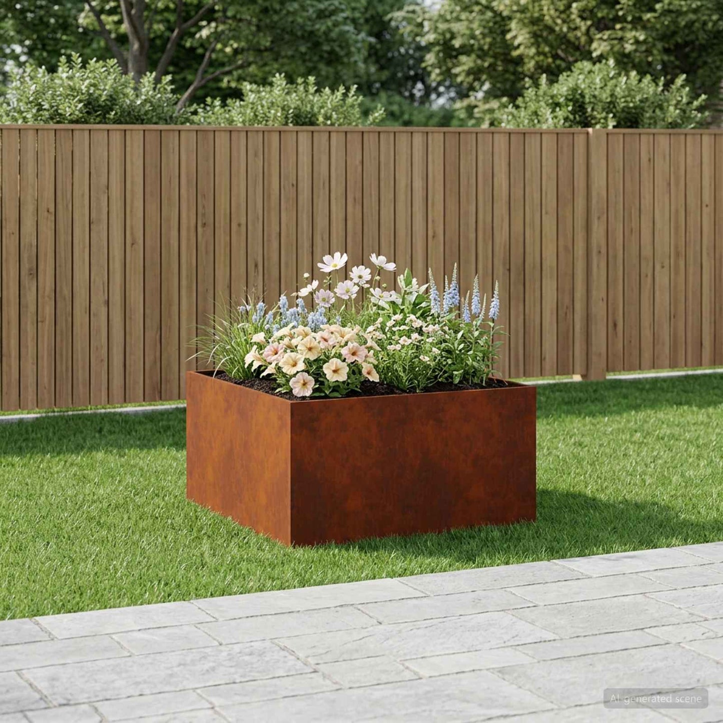 vidaXL Γλάστρα Κήπου Σκ rusty 100 x 100 x 40 cm