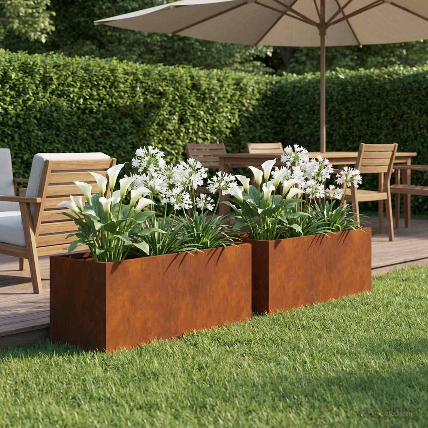vidaXL Γλάστρα Κήπου 2 τμχ. Σκ rusty 40 x 20 x 20 εκ.