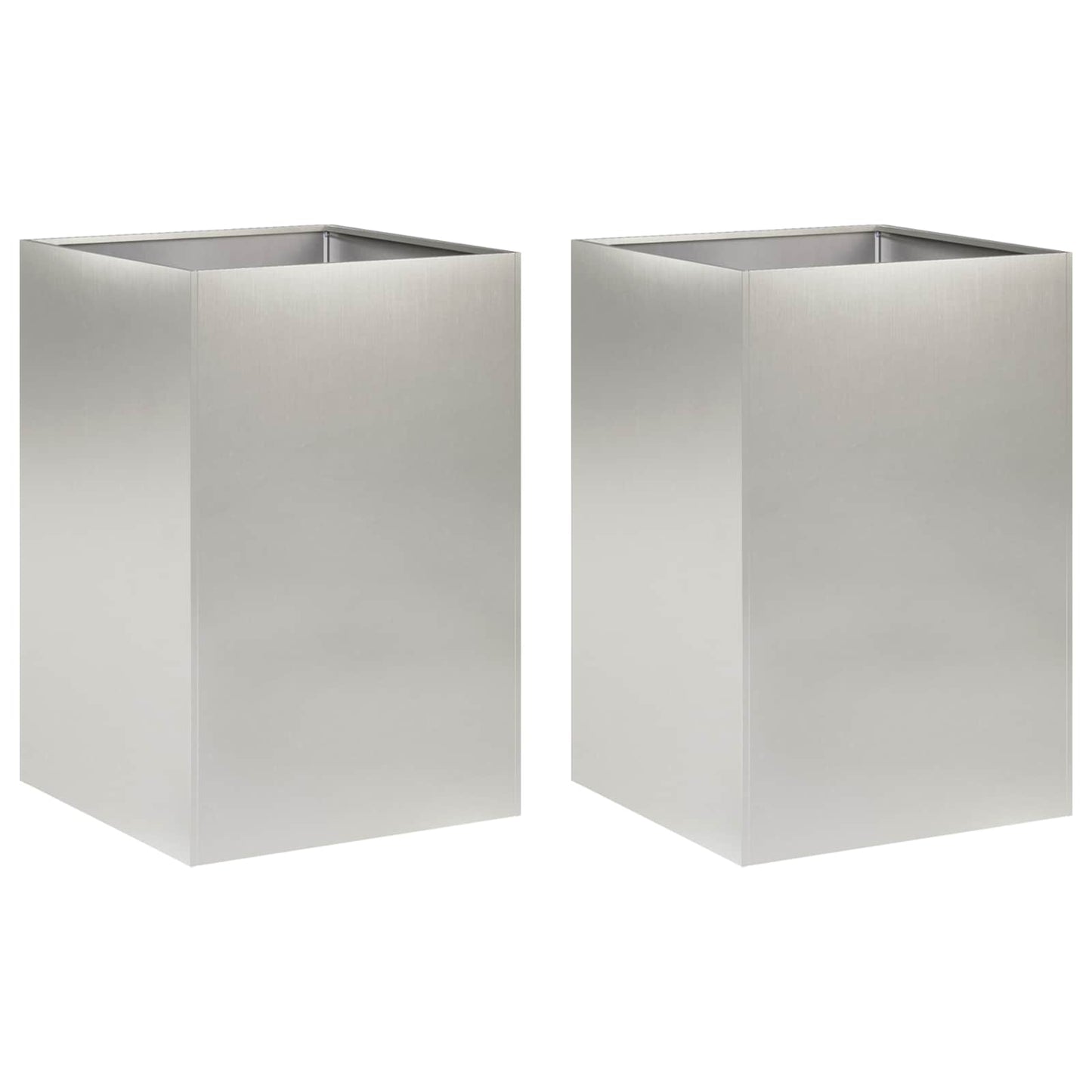 vidaXL Γλάστρα Κήπου 2 τμχ. Ασημί 40 x 40 x 75 cm Ανοξείδωτο Ατσάλι