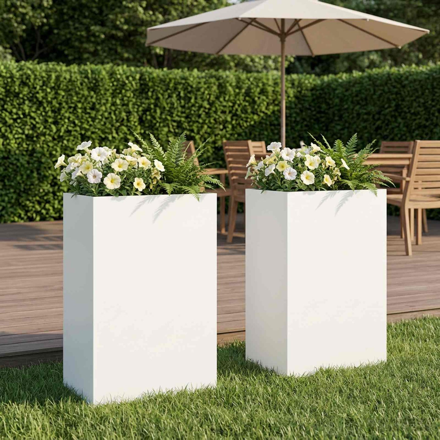 vidaXL Γλάστρα Κήπου 2 τμχ. Λευκό 40 x 30 x 75 cm