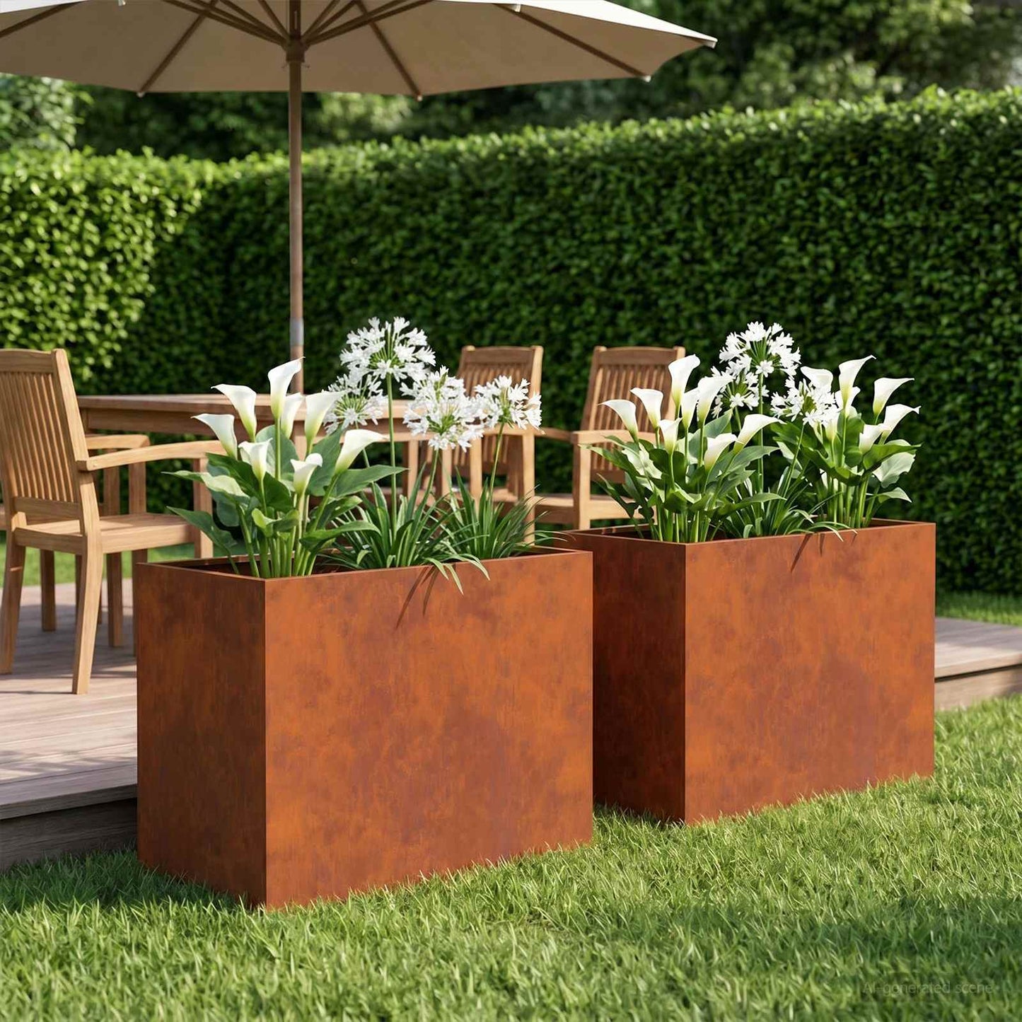 vidaXL Γλάστρα Κήπου 2 τμχ. Σκ rusty 50 x 40 x 50 εκ