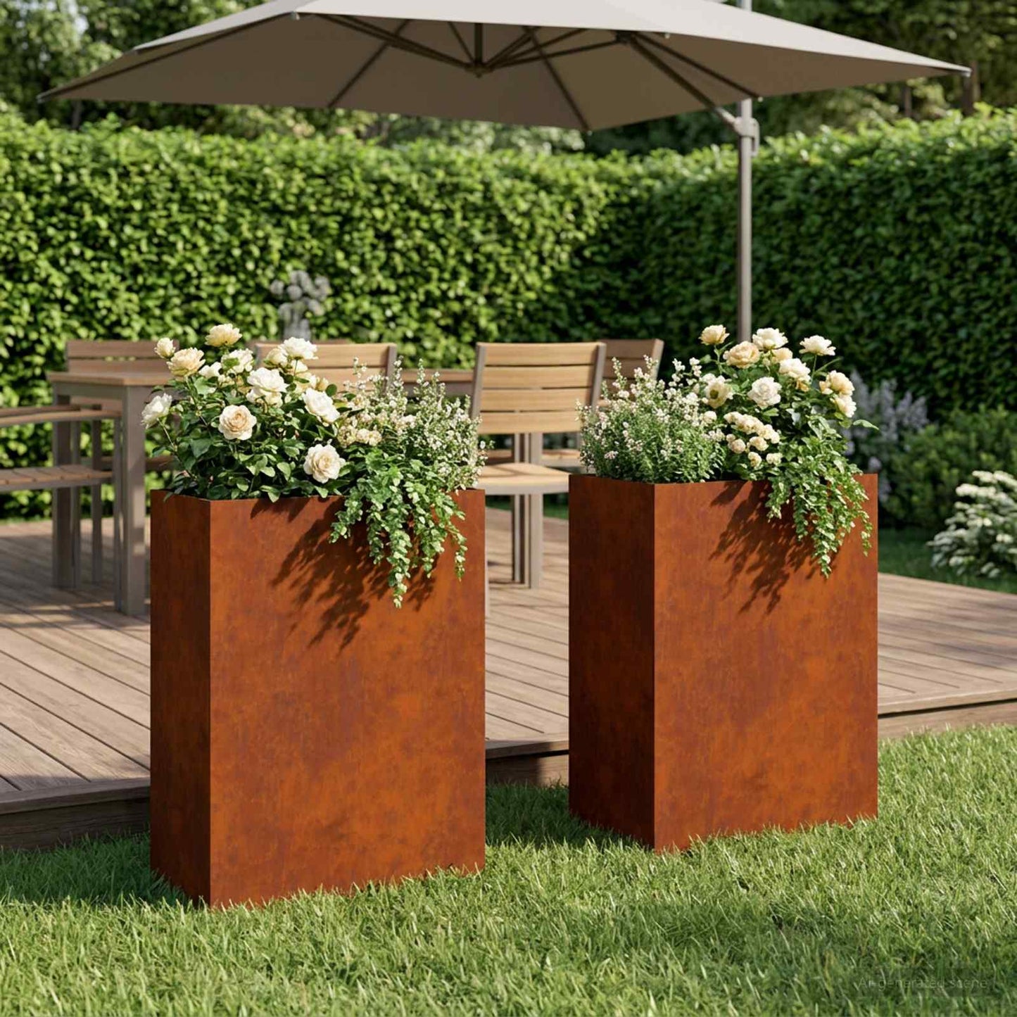 vidaXL Γλάστρα Κήπου 2 τμχ. Σκ rusty 50 x 40 x 75 εκ.