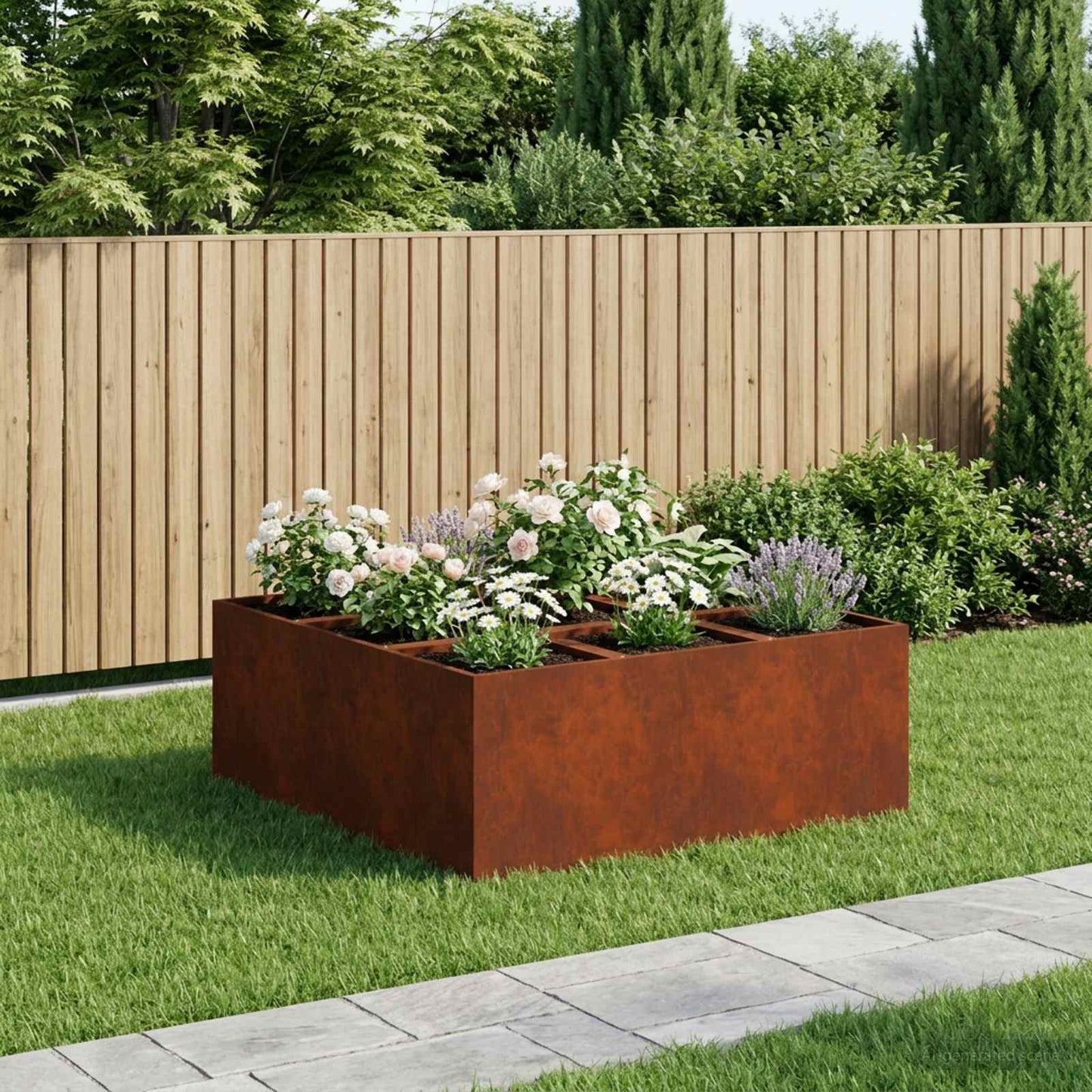 vidaXL Γλάστρα Κήπου Σκ rusty 100 x 100 x 20 cm
