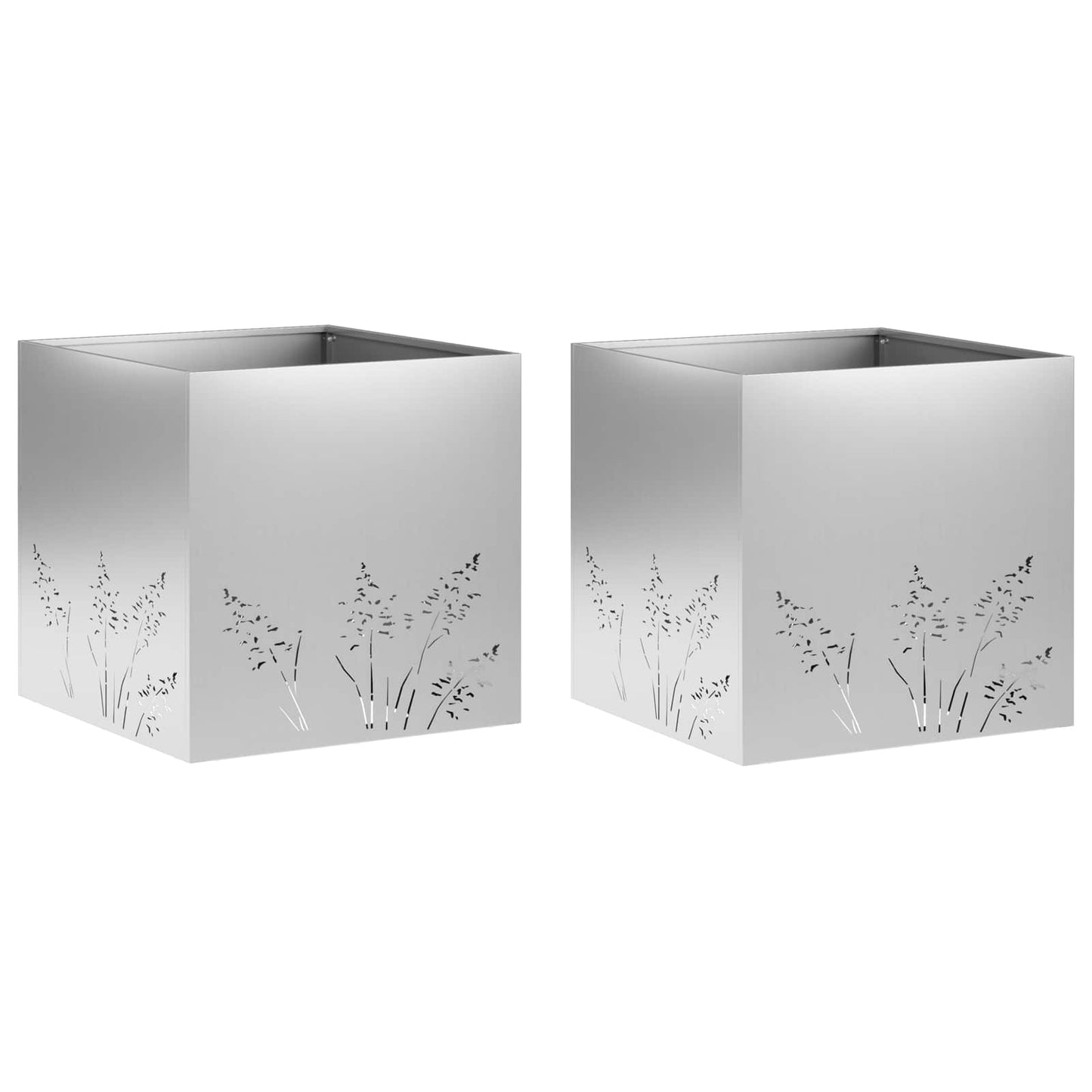 vidaXL Γλάστρα Κήπου 2 τμχ. Ασημί 50 x 50 x 49 cm