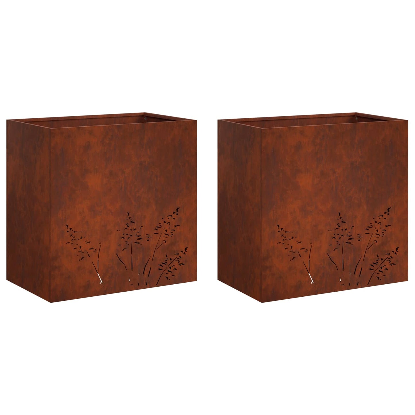 vidaXL Γλάστρα Κήπου 2 τμχ. Σκ rusty 50 x 30 x 49 εκ