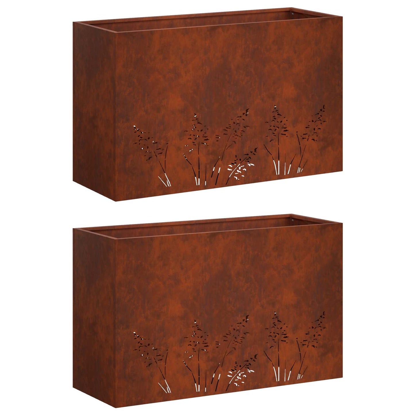 vidaXL Γλάστρα Κήπου 2 τμχ. Σκ rusty 80 x 20 x 49 εκ