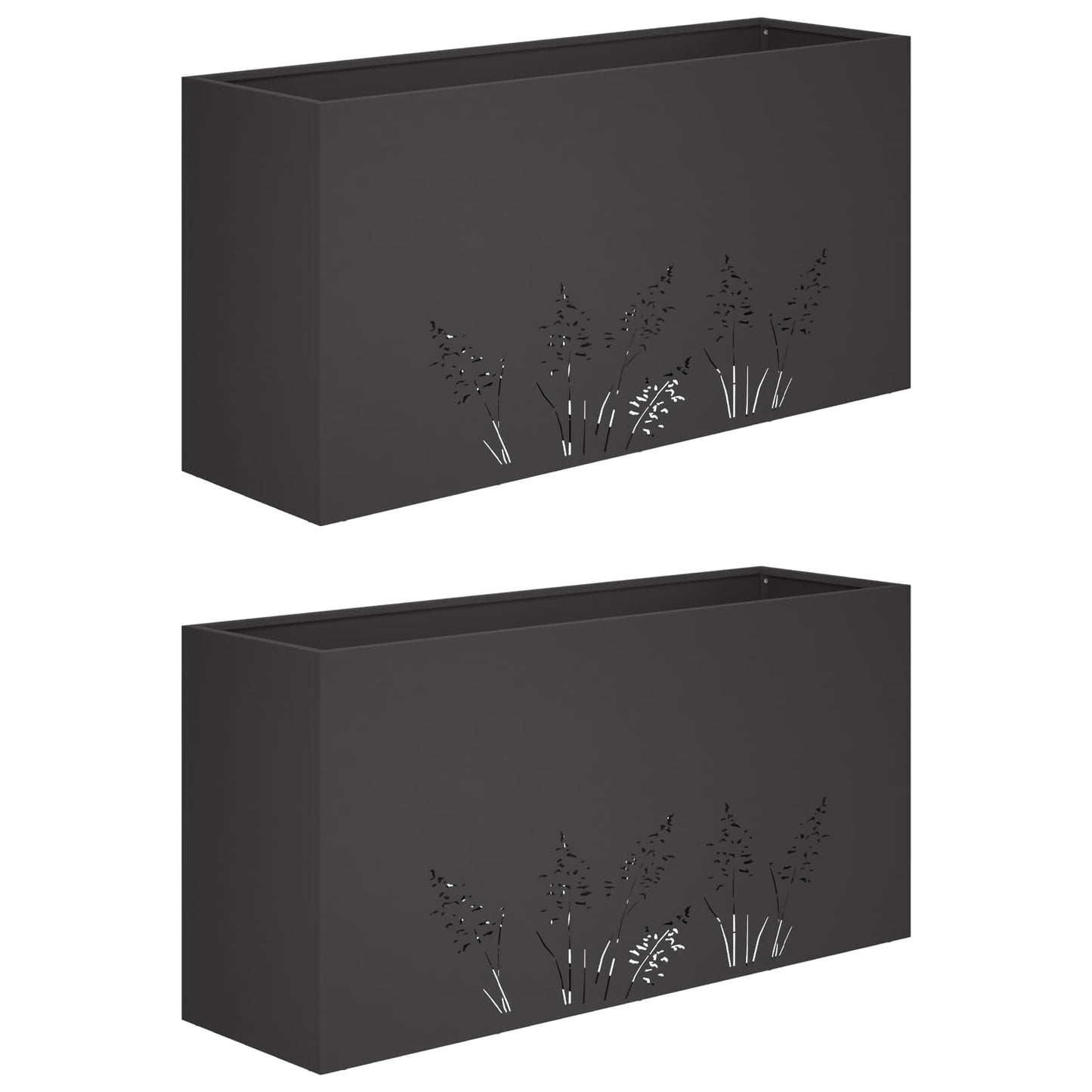 vidaXL Γλάστρα Κήπου 2 τμχ. Μαύρο 100 x 20 x 49 εκ