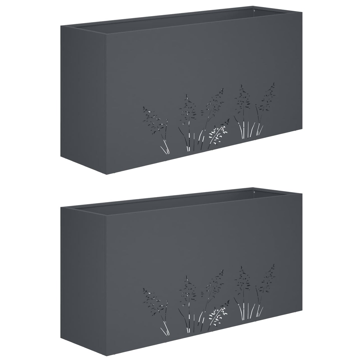 vidaXL Γλάστρα Κήπου 2 τμχ. Ανθρακί 100 x 20 x 49 εκ