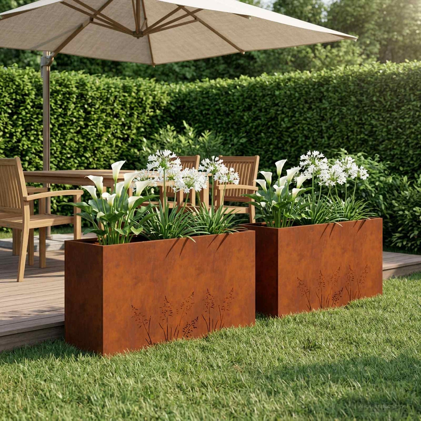 vidaXL Γλάστρα Κήπου 2 τμχ. Σκ rusty 100 x 30 x 49 εκ