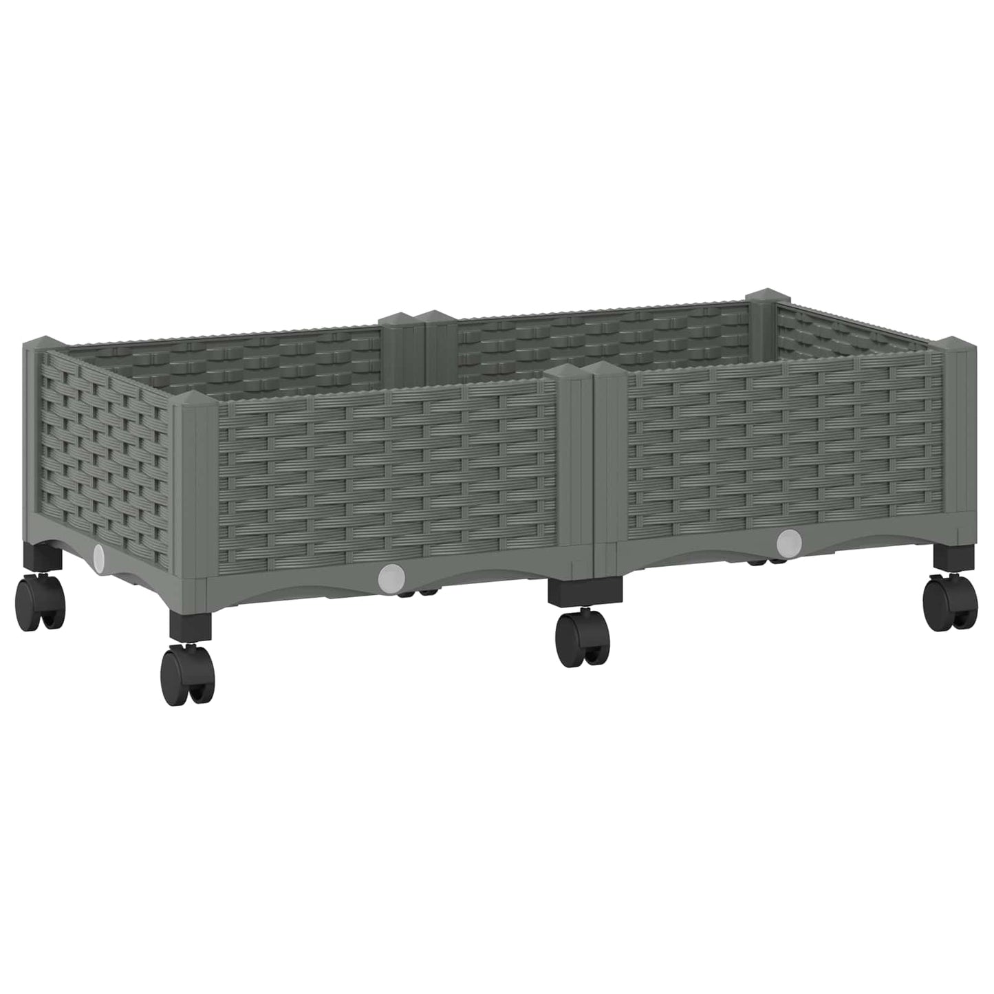 vidaXL Κήπος Γλαστράκι με Ροδάκια Ανοιχτό γκρι 80 x 40 x 29 cm PP