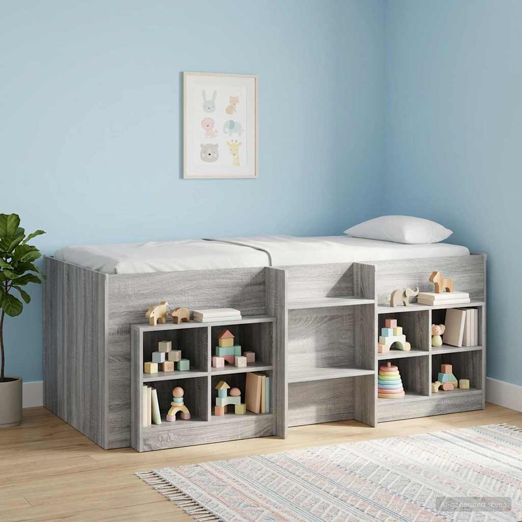 vidaXL Κρεβάτι Υψηλού Στυλ για Παιδιά Γκρι Sonoma 80 x 200 cm