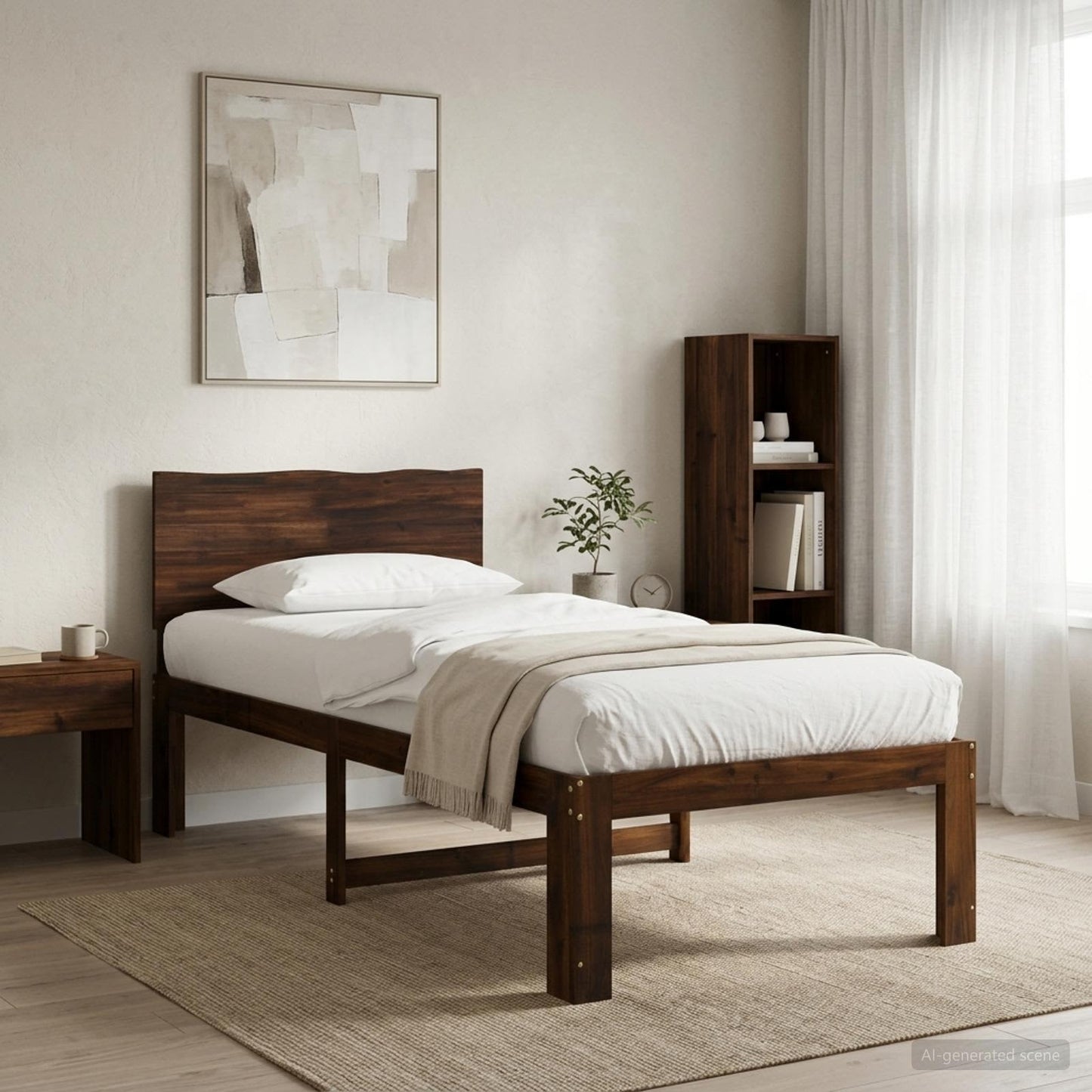 vidaXL Μονό Κρεβάτι με Κεφαλάρι ROSTOCK Σκούρο Καφέ 100 x 200 cm
