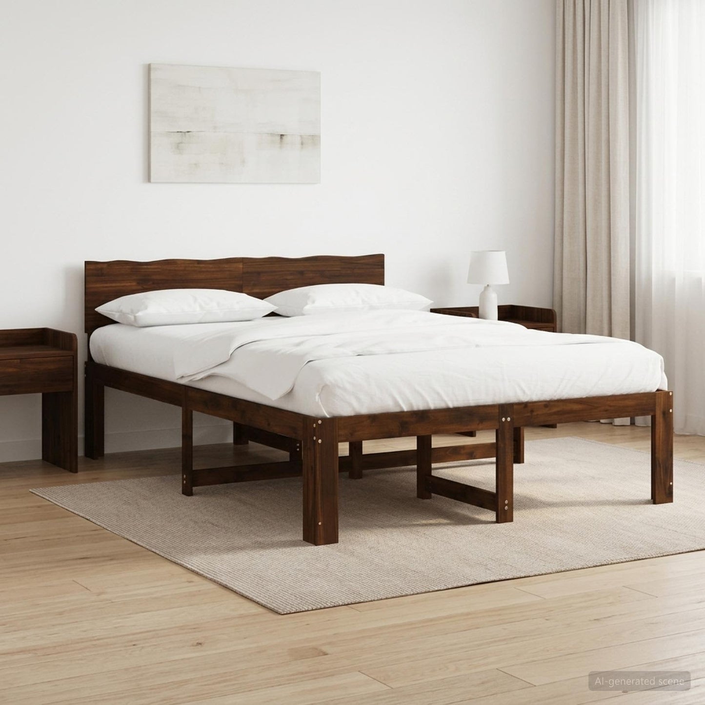 vidaXL Διπλό Κρεβάτι με Κεφαλάρι ROSTOCK Σκούρο Καφέ 135 x 190 cm