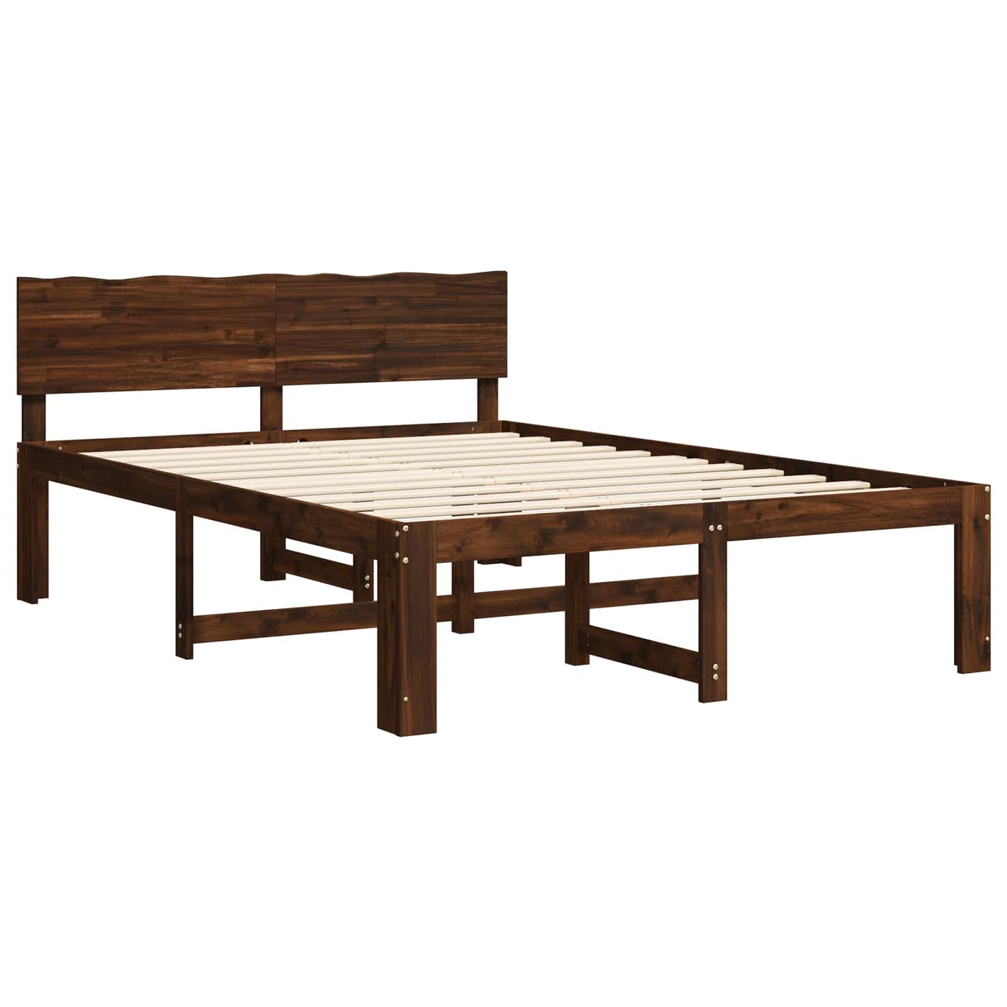 vidaXL Διπλό Κρεβάτι με Κεφαλάρι ROSTOCK Σκούρο Καφέ 135 x 190 cm