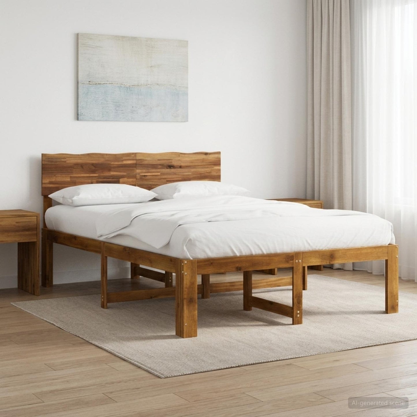vidaXL Διπλό Κρεβάτι με Κεφαλάρι ROSTOCK Φυσικό 137 x 190 cm