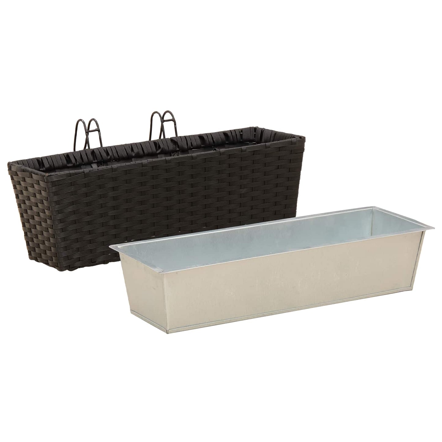 vidaXL Ραφήνα 2 pcs Μαύρο 50 x 17 x 17 εκ Μέταλλο