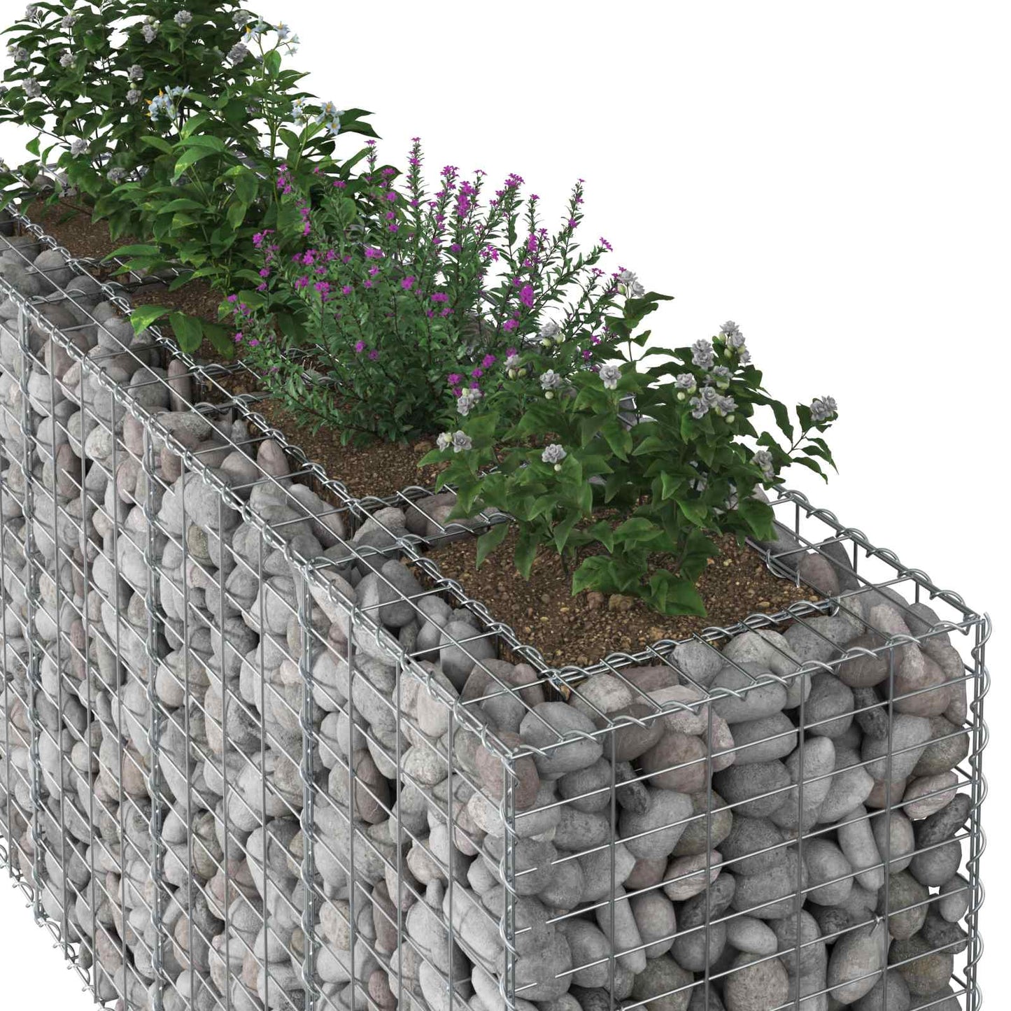 vidaXL Ανασηκωμένο κρεβάτι gabion 170 x 50 x 80 εκ Ασημί