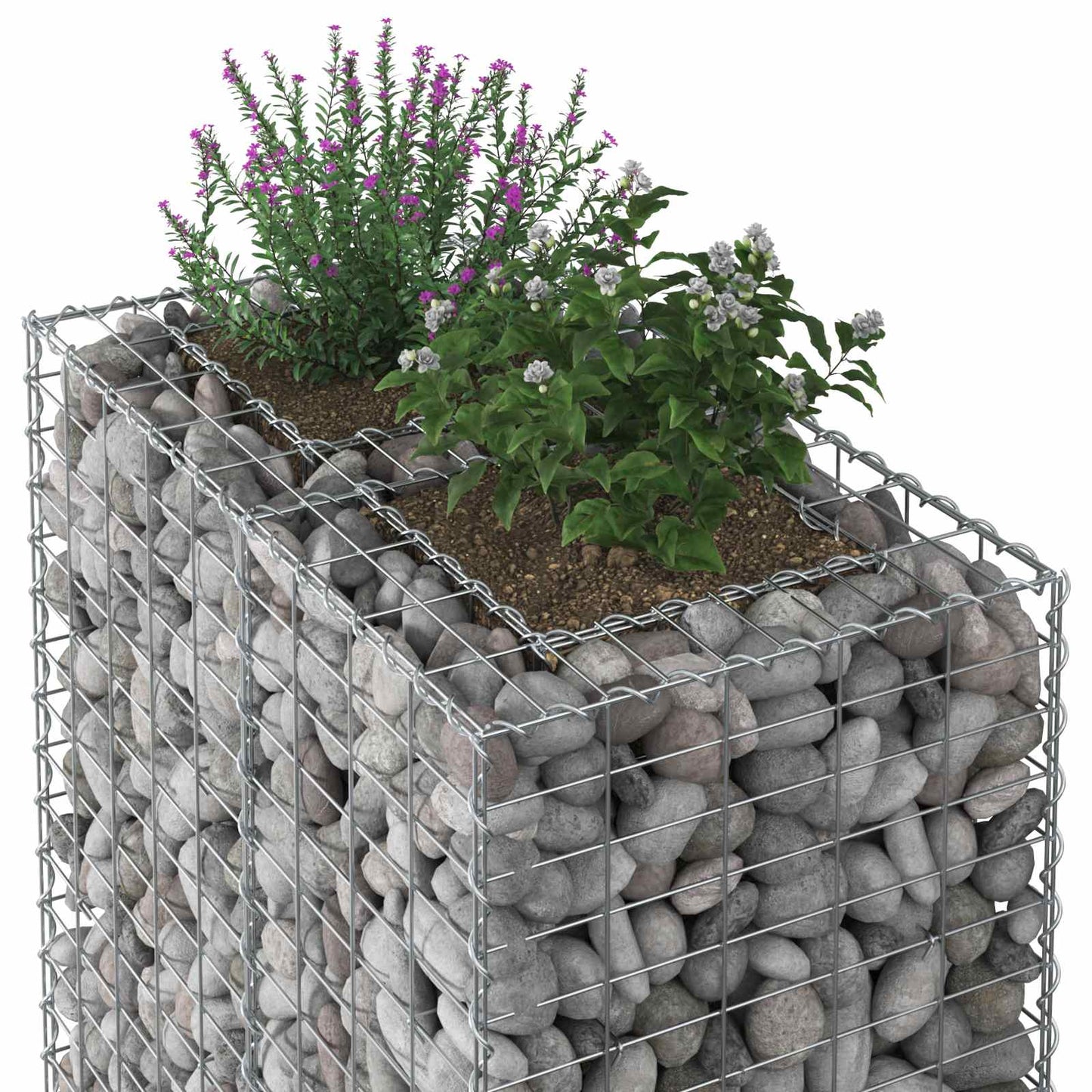 vidaXL Ανασηκωμένο κρεβάτι gabion 90 x 50 x 150 εκ Ασημί