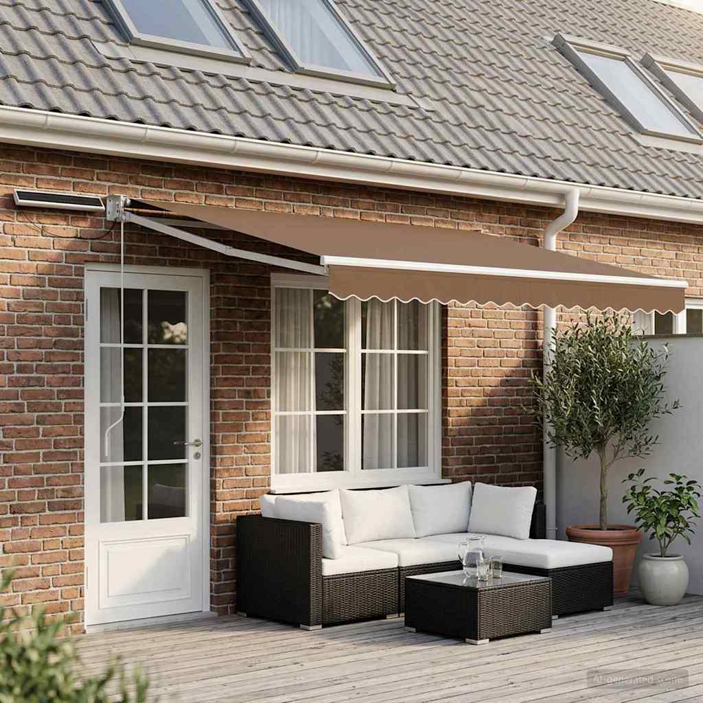 vidaXL Ηλεκτρική ηλιακή τέντα 5 x 3 m Taupe 100% Πολυεστέρας