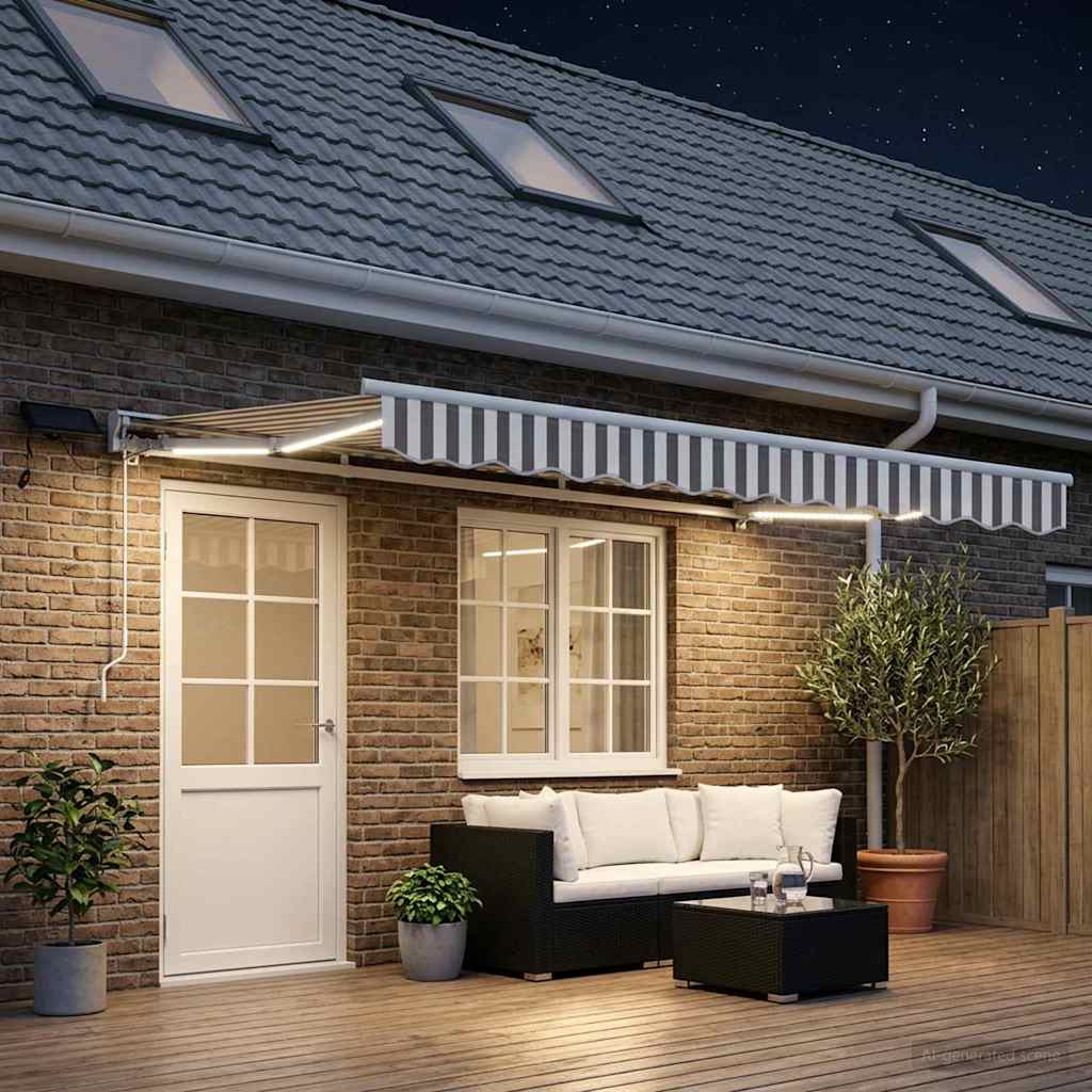 vidaXL Χειροκίνητο πλαίσιο τέντας με LED 4,5 x 3,5 μ