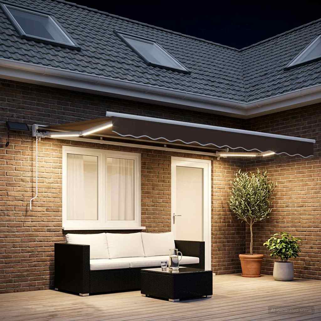 vidaXL Χειροκίνητο πλαίσιο τέντας με LED Taupe 5 x 3 m