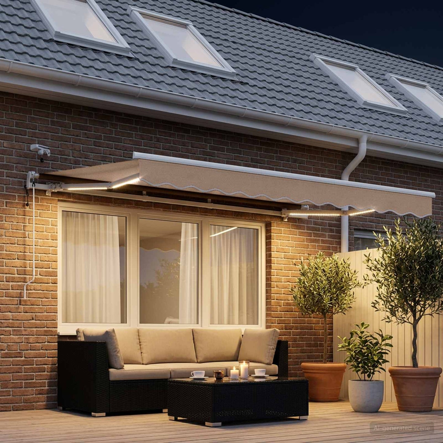 vidaXL Ηλεκτρική τέντα με LED και αισθητήρα 5 x 3,5 m Taupe