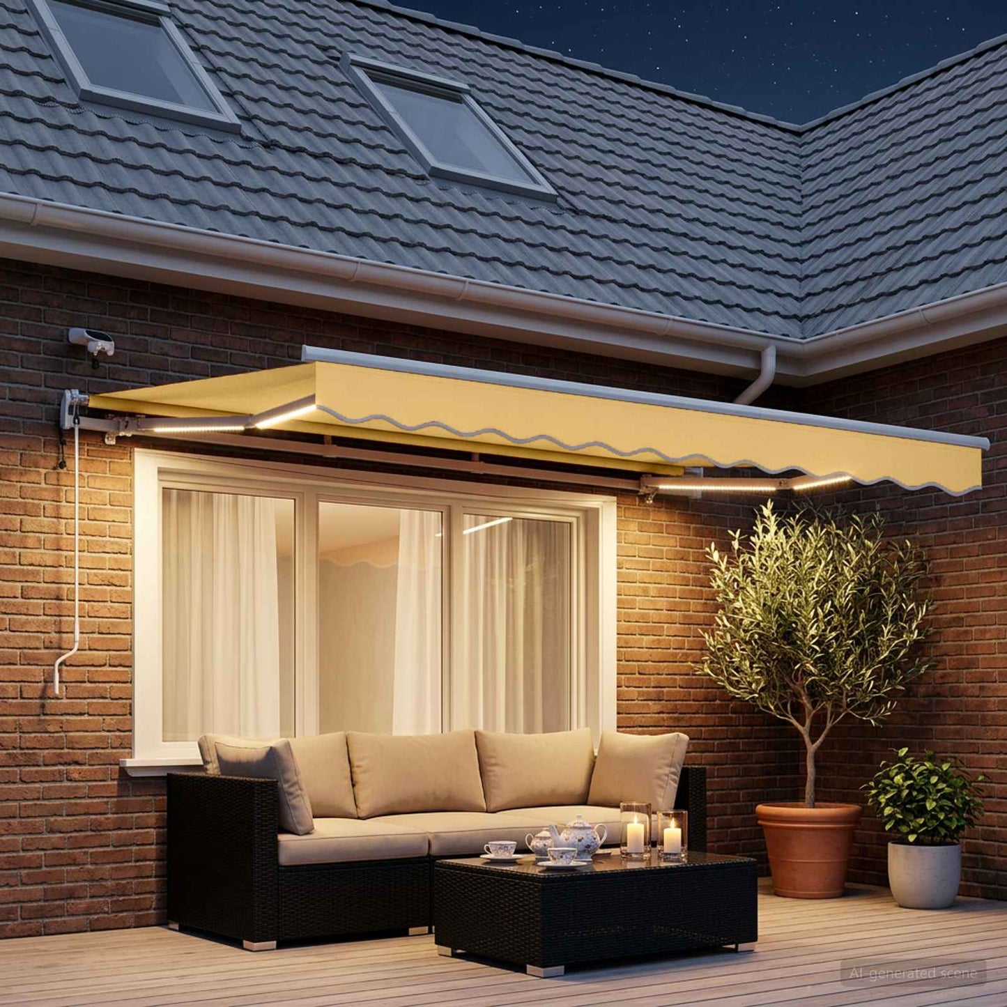 vidaXL Ηλεκτρική τέντα με LED και αισθητήρα 6 x 3 m Άμμος