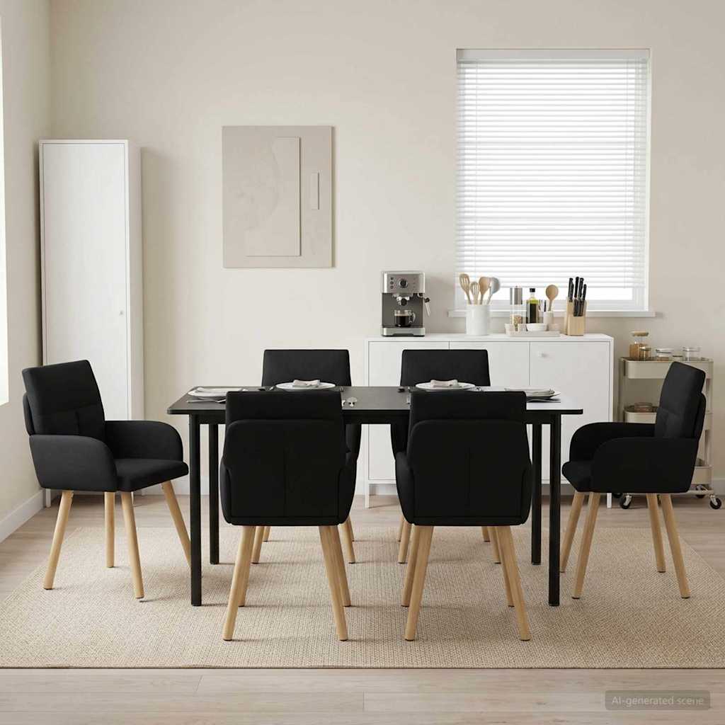 vidaXL Καρέκλες φαγητού 6 τμχ. Ύφασμα Μαύρο 60 x 56 x 93 cm