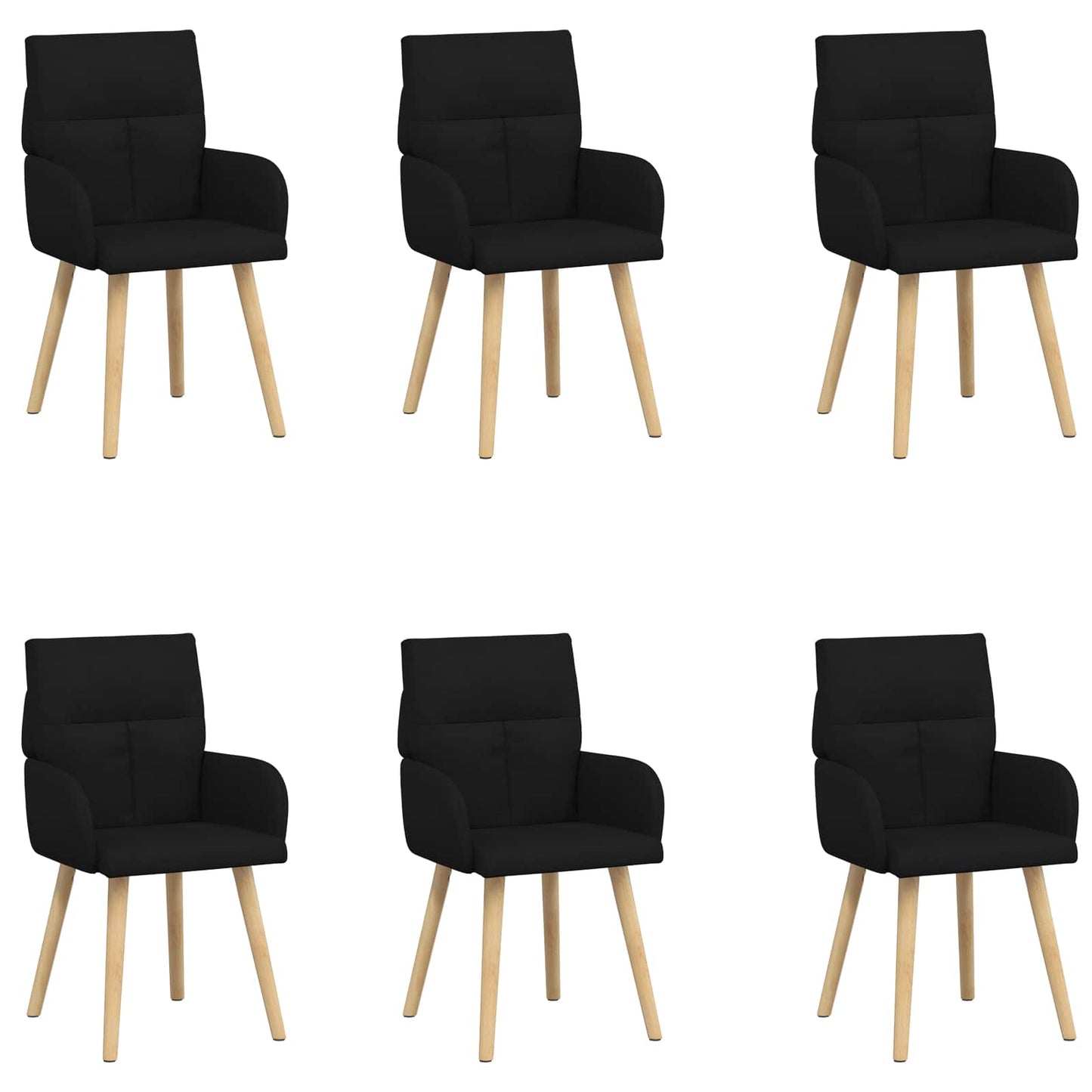 vidaXL Καρέκλες φαγητού 6 τμχ. Ύφασμα Μαύρο 60 x 56 x 93 cm
