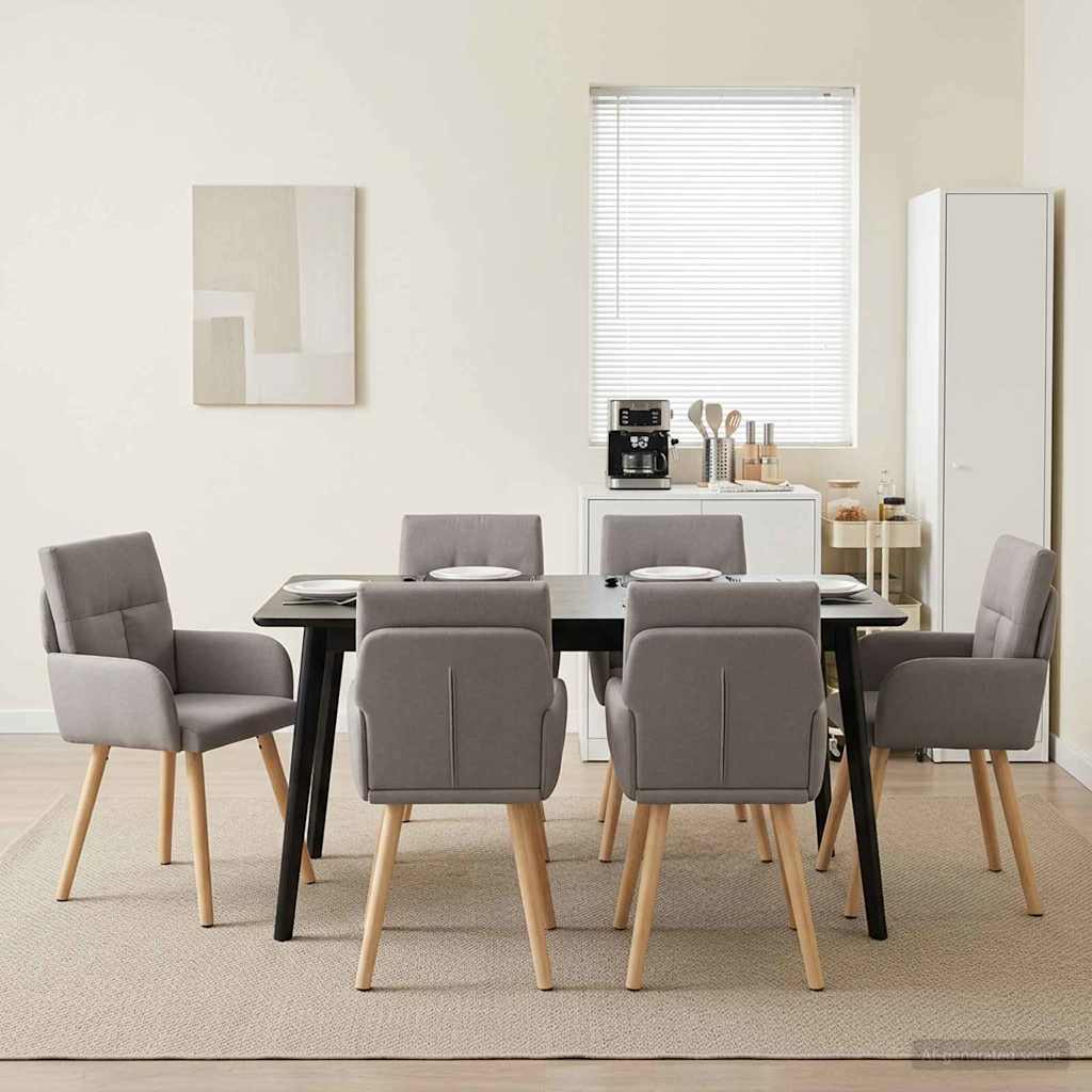 vidaXL Καρέκλες φαγητού 6 τμχ. Ύφασμα Taupe 60 x 56 x 93 cm